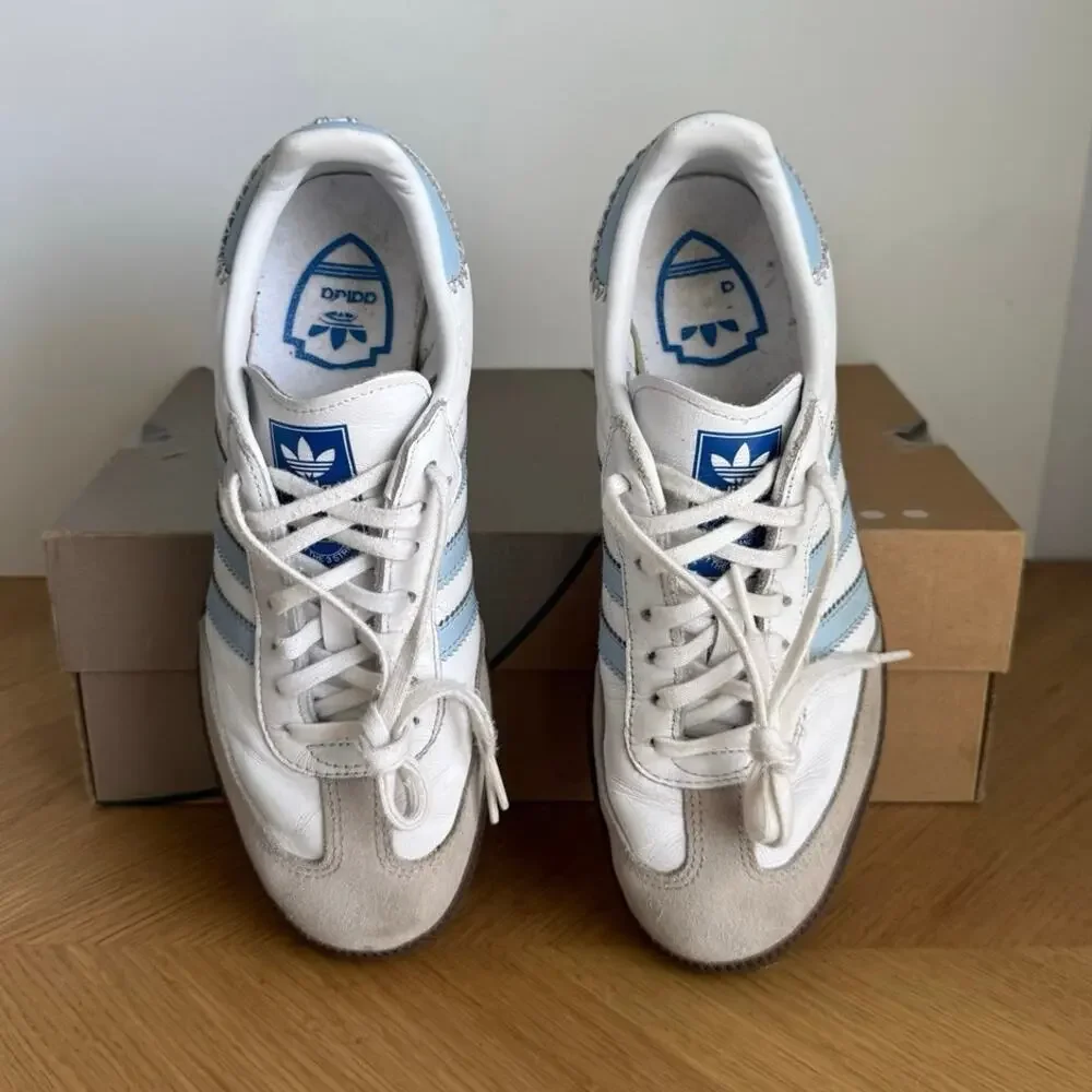 Adidas Originals Samba White/Blue Kids Sneakers - SZ 6.5 Y